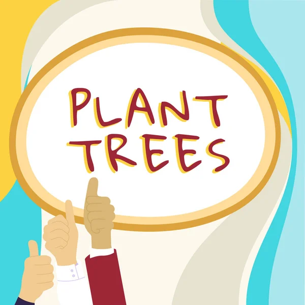 Textový Titulek Představující Rostlinné Stromy Koncept Znamenající Proces Výsadby Stromu — Stock fotografie