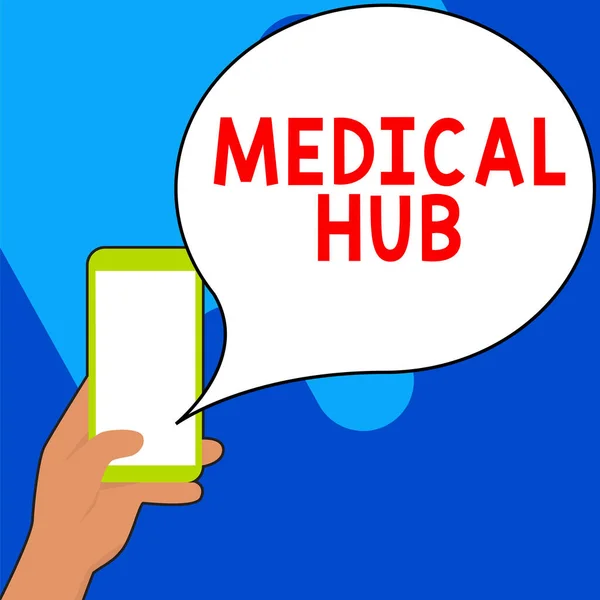 Texto Manuscrito Medical Hub Conceito Que Significa Ponto Conexão Comum — Fotografia de Stock