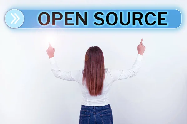 Ręczny Napis Open Source Business Showcase Oprogramowanie Oznaczające Który Oryginalny — Zdjęcie stockowe