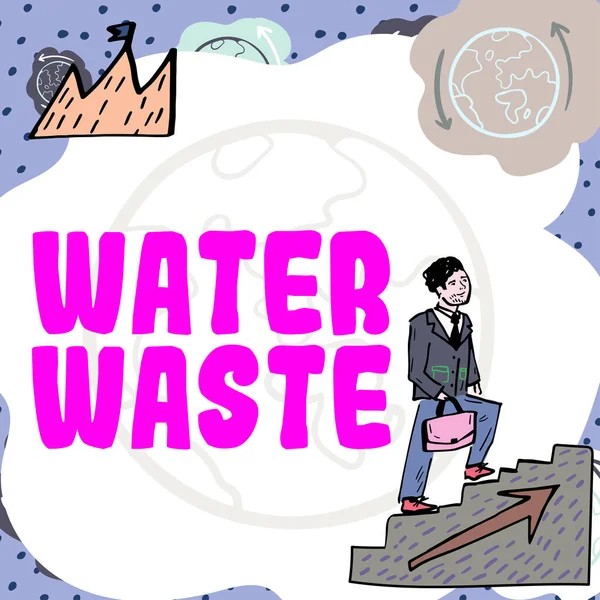 Texto Que Muestra Inspiración Water Waste Palabra Para Líquido Que — Foto de Stock
