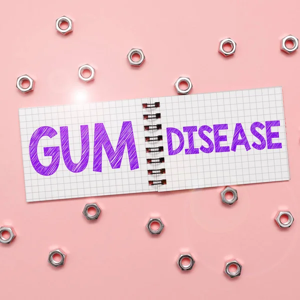Text caption presenting Gum Disease, Internet Concept Inflammation of the soft tissue Gingivitis Periodontitis