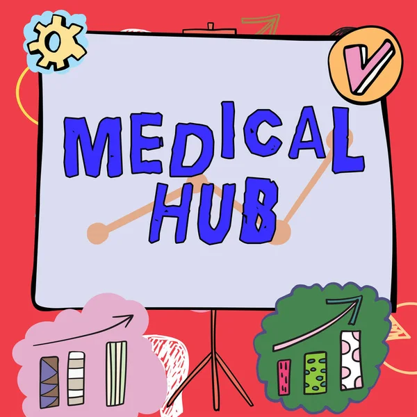 Inspiração Mostrando Sinal Medical Hub Internet Concept Ponto Conexão Comum — Fotografia de Stock