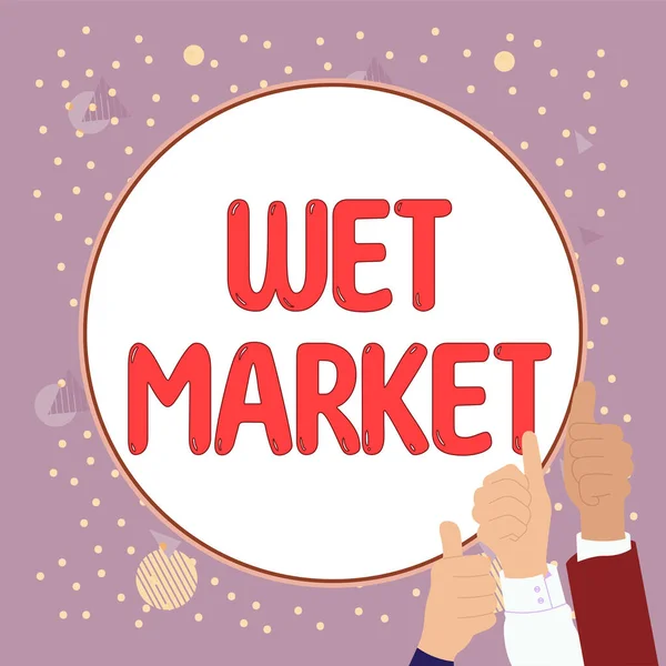 Wet Market 비즈니스 컨셉트 Business Concept Market 과썩을 수있는 상품을 — 스톡 사진