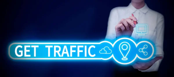Text Mit Inspiration Get Traffic Business Schaufenster Menge Daten Die — Stockfoto