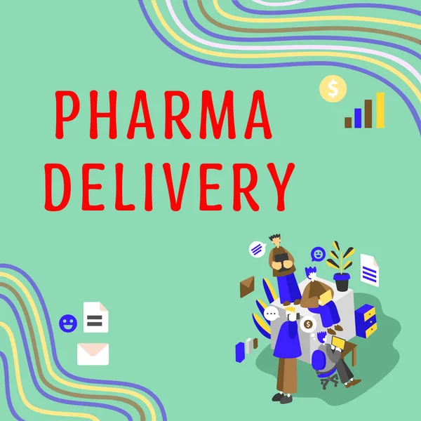 Firma Escritura Mano Pharma Delivery Foto Conceptual Que Recibe Sus — Foto de Stock