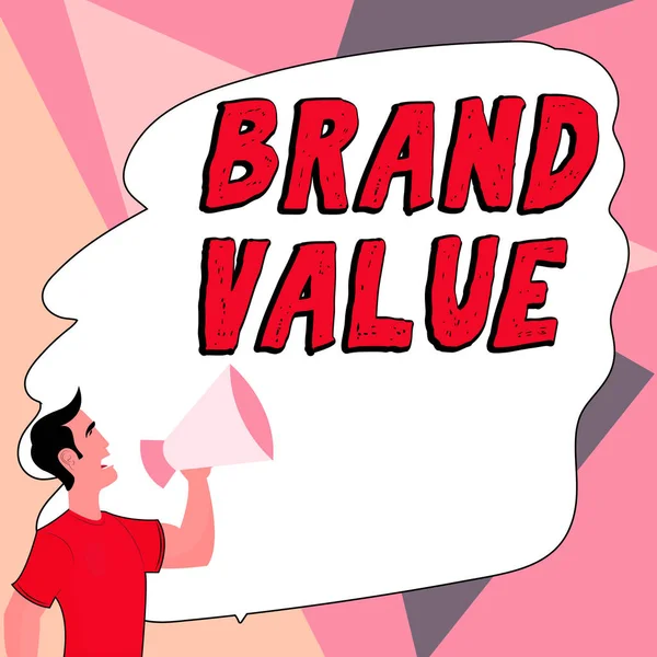 Pisanie Wyświetlania Tekstu Brand Value Word Dla Firmy Generuje Produktu — Zdjęcie stockowe
