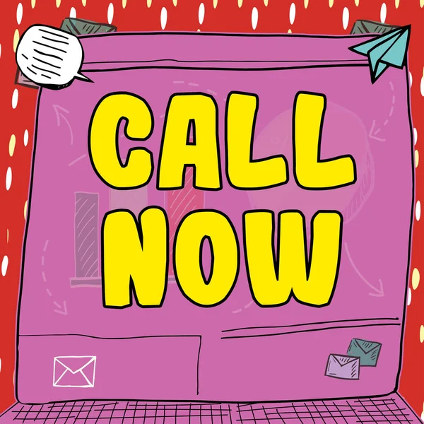 Sinal Texto Mostrando Call Now Conceito Negócio Para Entrar Contato — Fotografia de Stock