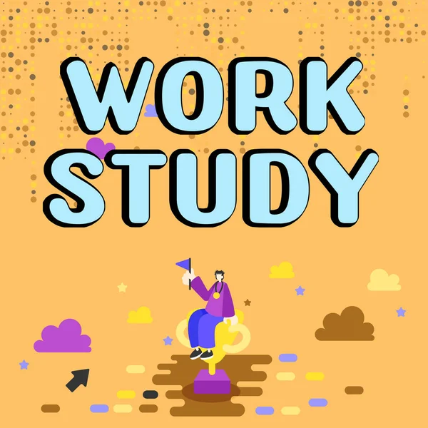 Text Bildtext Presenterar Work Study Business Idé College Program Som — Stockfoto