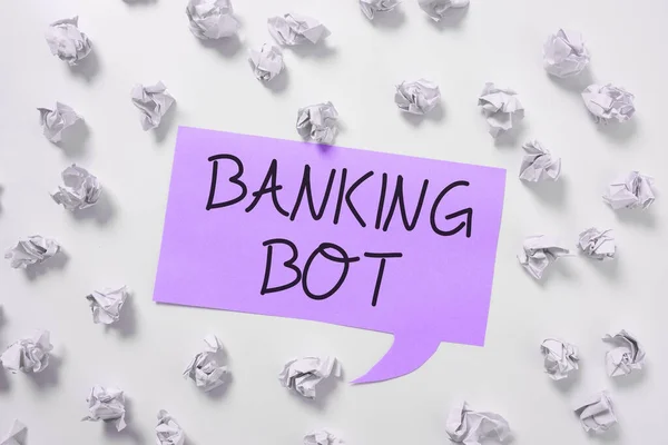 Sign Exibindo Banking Bot Word Para Aplicação Que Executa Tarefas — Fotografia de Stock