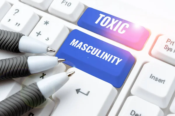 Εγγραφείτε Επιδεικνύοντας Toxic Masculinity Ιντερνετ Concept Περιγράφει Στενό Καταπιεστικό Τύπο — Φωτογραφία Αρχείου