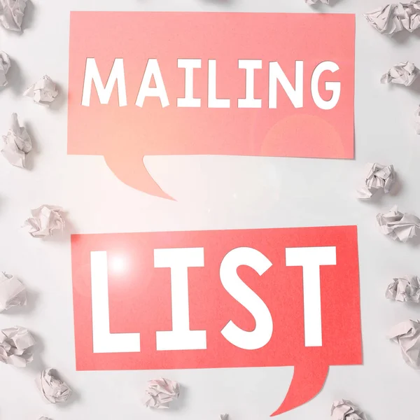 Exibição Conceitual Mailing List Business Lista Vitrine Pessoas Que Inscrevem — Fotografia de Stock