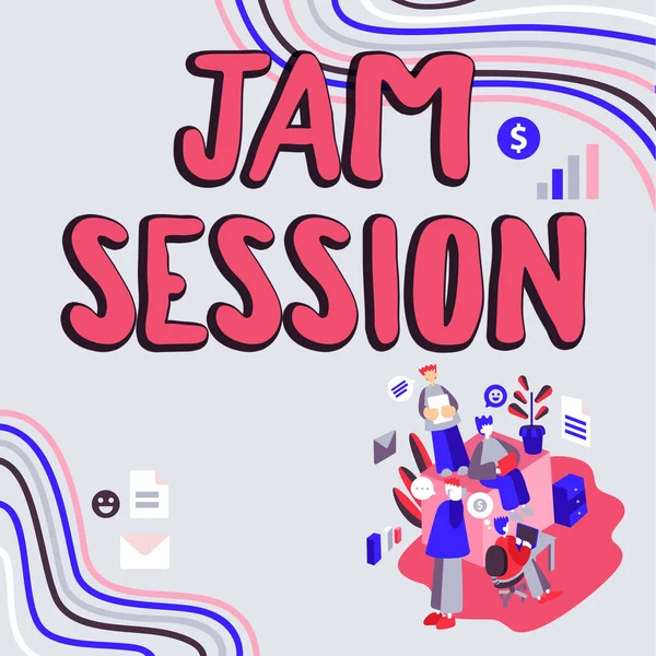 Написание Текста Jam Session Концепция Означающая Импровизированное Исполнение Группой Музыкантов — стоковое фото