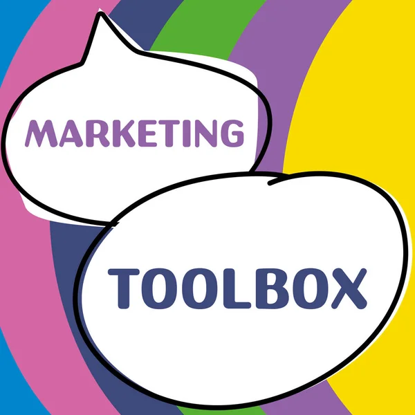 Εγγραφείτε Εμφανίζοντας Marketing Toolbox Έννοια Έννοια Μέσα Για Την Προώθηση — Φωτογραφία Αρχείου