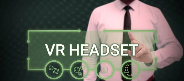 Handschrift Tekst Headset Conceptuele Foto Head Mounted Apparaat Dat Virtuele — Stockfoto
