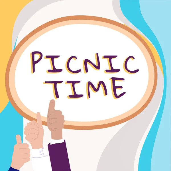 Picnic Time 표지판 야외에서 식사를 진열장 — 스톡 사진