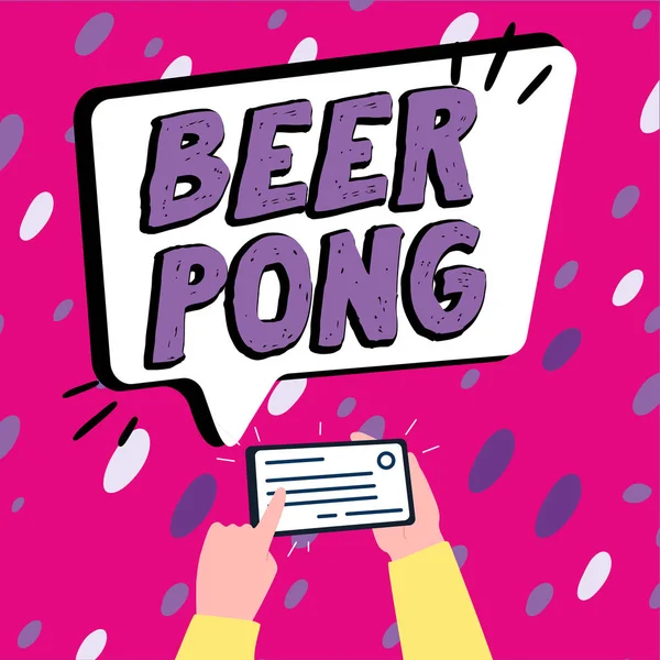 Inspiration showing sign Beer Pong, Business approach a game with a set of beer-containing cups and bouncing or tossing a Ping-Pong ball
