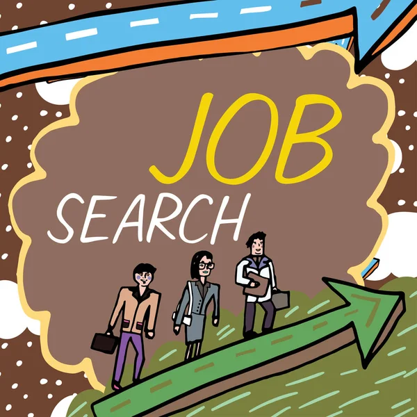 Testo Didascalia Che Presenta Job Search Internet Concept Atto Persona — Foto Stock