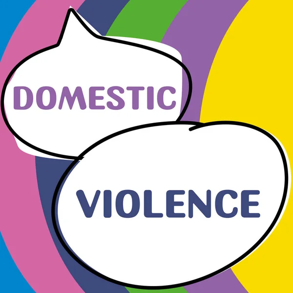 说明家庭暴力 商业概况 由一个家庭或家庭成员指挥的暴力或虐待行为的文字说明 — 图库照片