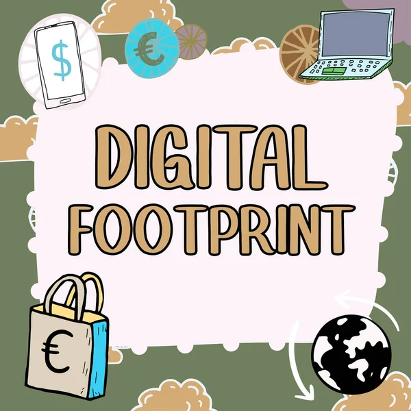 Podpis Koncepcyjny Digital Footprint Word Dla Zastosowań Technologii Cyfrowej Obsługi — Zdjęcie stockowe