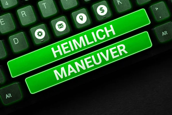 手写体文本Heimlich Maneuver 在窒息情况下向上压力的商业应用 — 图库照片