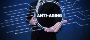 El yazısı metni Yaşlanma Karşıtı, İş Konsepti Yaşlanmayı önleyen bir ürün