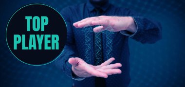 Top Player ve Word 'ü gösteren metin işareti futbol ya da elektronik oyunlarda en iyi olmak üzerine yazılmış