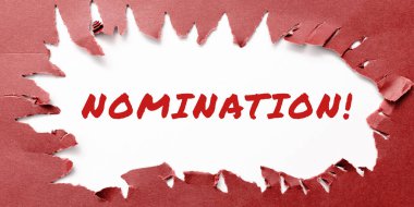 Adaylık, İş Genel Görünümü Resmi Adayın Ödül için Seçildiğini gösteren metin işareti