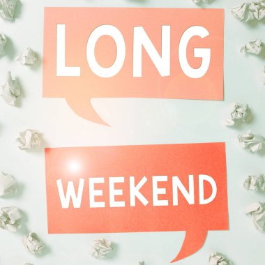 Kavramsal görüntü Uzun Hafta sonu, iş genel görünümü uzun tatil sezonu dinlenme zamanı