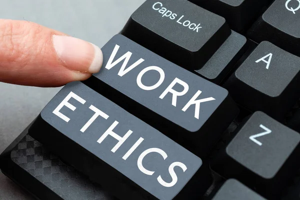 Tekst Met Inspiratie Work Ethics Business Showcase Een Reeks Waarden — Stockfoto
