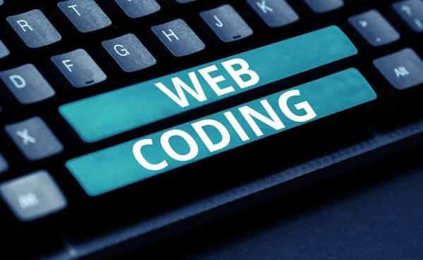 Hand writing sign Web Coding, Concept meaning work involved in developing a web site for the Internet