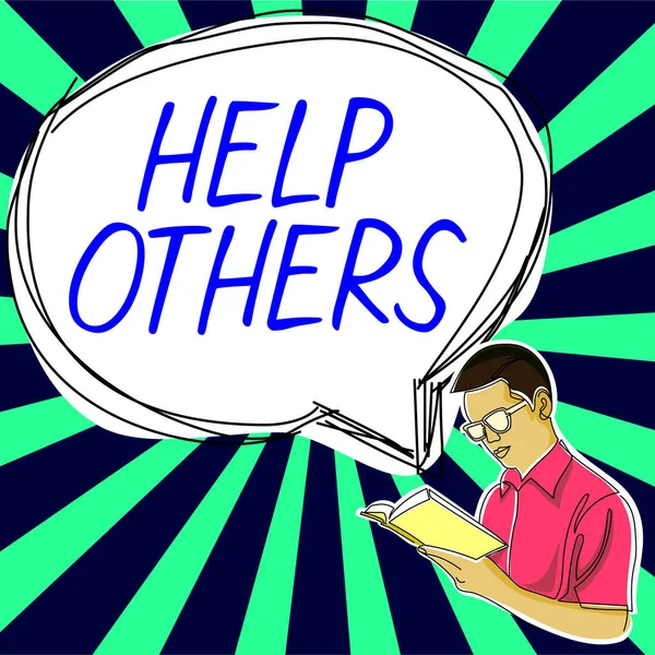 Text caption presenting Help Others, Business overview the action of helping someone to do something or assistance