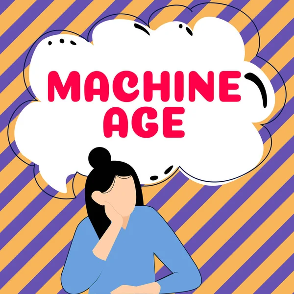 Conceptual Caption Machine Age Business Showcase Period Development New Technology — Stock Photo, Image