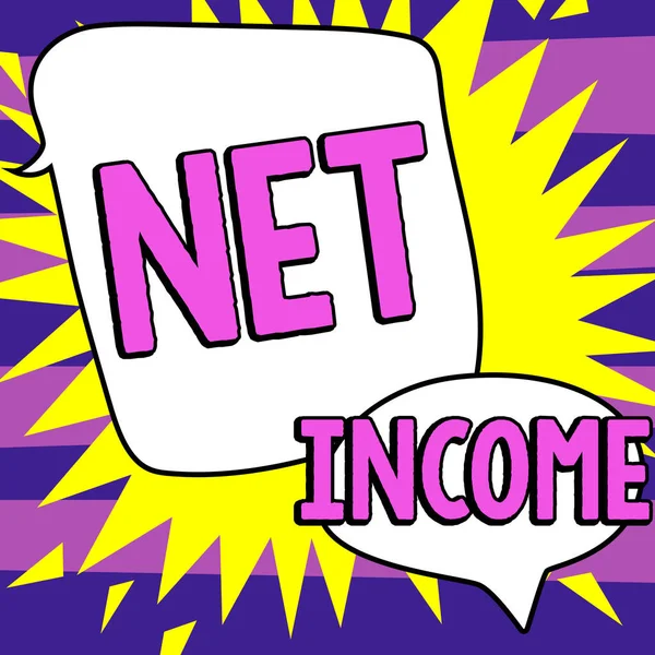 Tekstbord Met Netto Inkomsten Bedrijfseconomisch Concept Het Bruto Inkomen Dat — Stockfoto