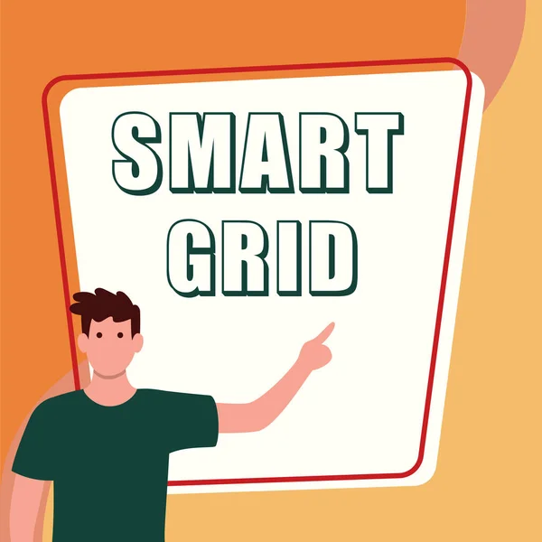 Conceptual caption Smart Grid, Concept meaning includes of operational and energy measures including meters