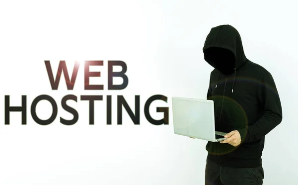 Sign displaying Web Hosting, Word for The activity of providing storage space and access for websites