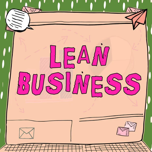 Tekstbord Met Lean Business Business Idee Verbetering Van Afvalminimalisatie Zonder — Stockfoto