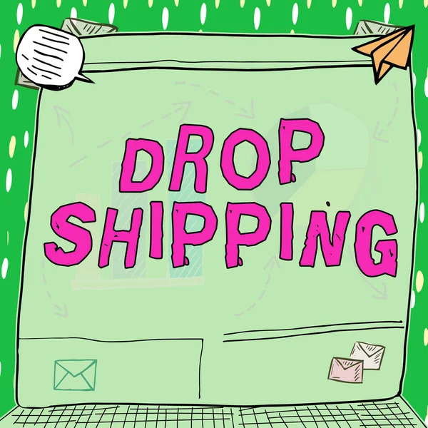 Podpis Tekstowy Prezentujący Drop Shipping Słowo Wpisany Wysyłanie Towarów Producenta — Zdjęcie stockowe