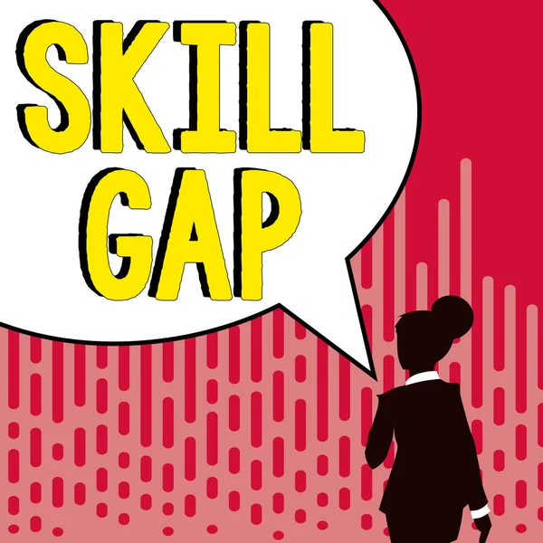 Tekenen Weergeven Skill Gap Bedrijfsoverzicht Verwijzing Naar Een Persoon Zwakte — Stockfoto