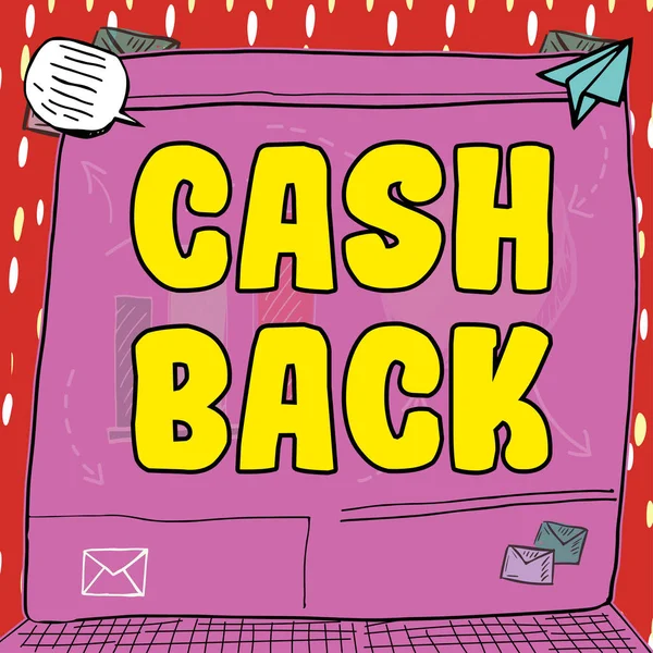 Handschriftliches Zeichen Cash Back Wort Für Anreiz Bot Käufern Bestimmtes — Stockfoto