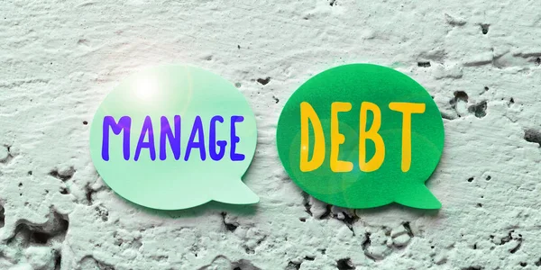 Text Sign Showing Manage Debt Internet Concept Unofficial Agreement Unsecured — Stock Photo, Image