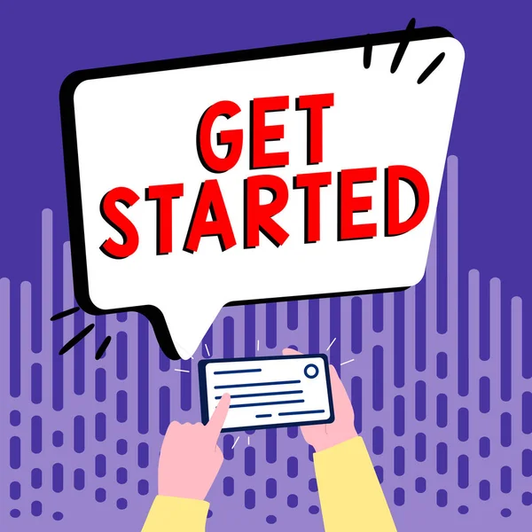 Konzeptionelle Anzeige Get Started Word Für Die Aufforderung Eine Aufgabe — Stockfoto