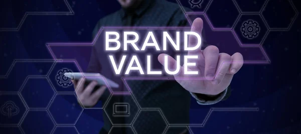 Handschrift Text Brand Value Internet Concept Unternehmen Generiert Aus Produkt — Stockfoto