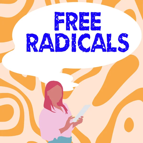 Inspiration Showing Sign Free Radicals Word Written Produced Body Natural — Stock Photo, Image