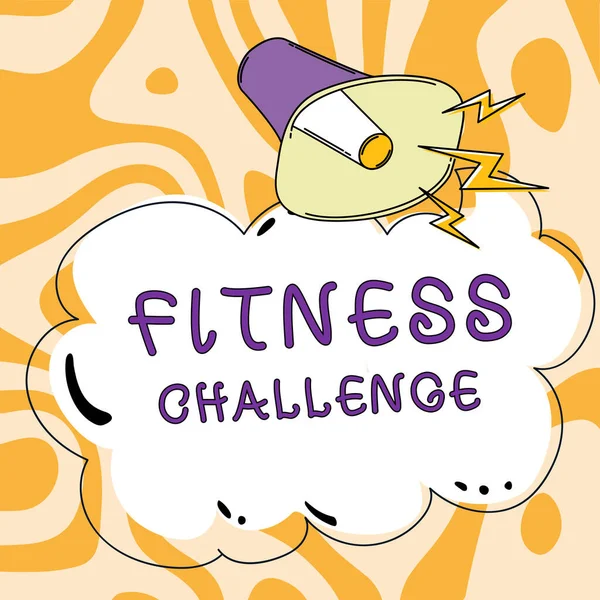 Zarejestruj Wyświetlanie Fitness Challenge Słowo Wpisany Warunek Jest Fizycznie Zdrowy — Zdjęcie stockowe