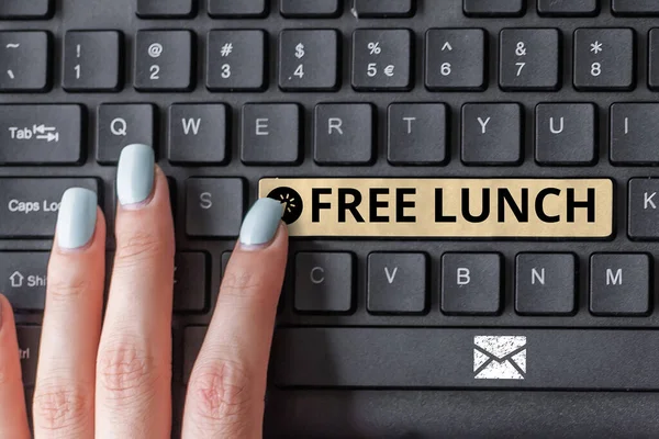 Text caption presenting Free Lunch, Concept meaning something you get free that you usually have to work or pay for