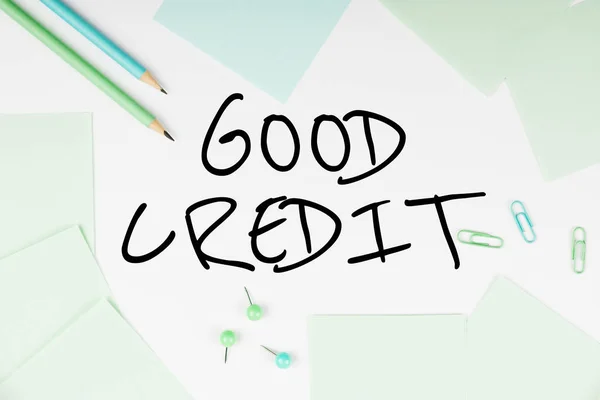 Text Showing Inspiration Good Credit Word Written Borrower Has Relatively — Stock Photo, Image