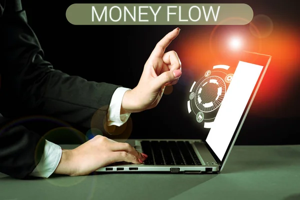 Tekst Bijschrift Presenteren Money Flow Internet Concept Toename Daling Van — Stockfoto