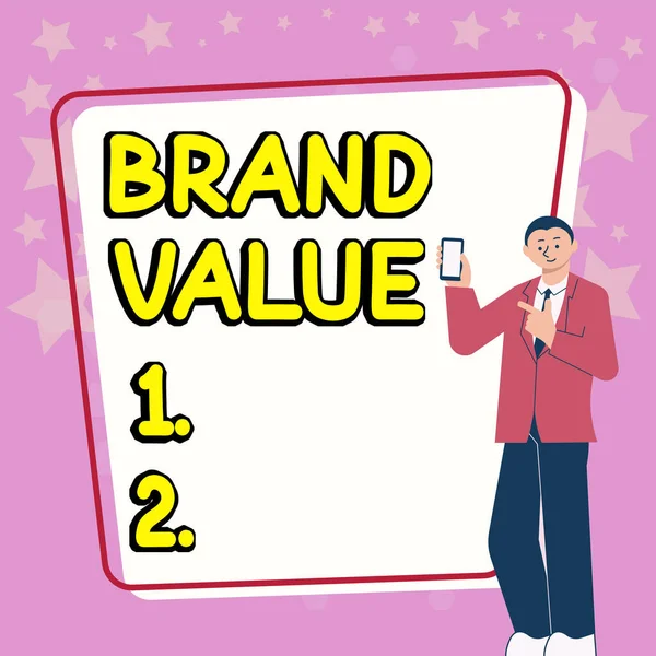 Brand Değer Kavram Anlamını Gösteren Metin Işareti Şirketin Isimleriyle Tanınabilir — Stok fotoğraf