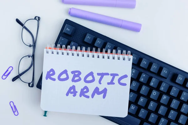 Inspiration Zeigt Zeichen Roboterarm Internet Konzept Programmierbarer Mechanischer Arm Mit — Stockfoto