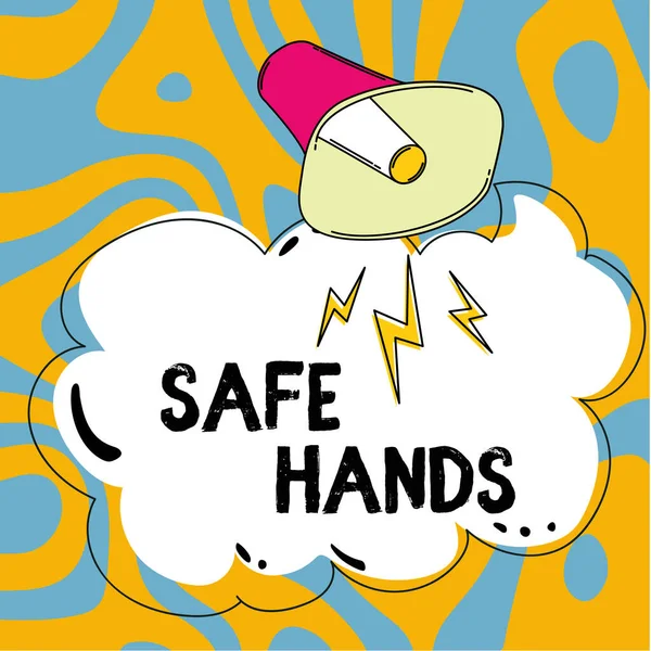 Inspiráló Szöveg Biztonságos Kezek Üzleti Ötlet Kéz Sterilitásának Tisztaságának Biztosítása — Stock Fotó